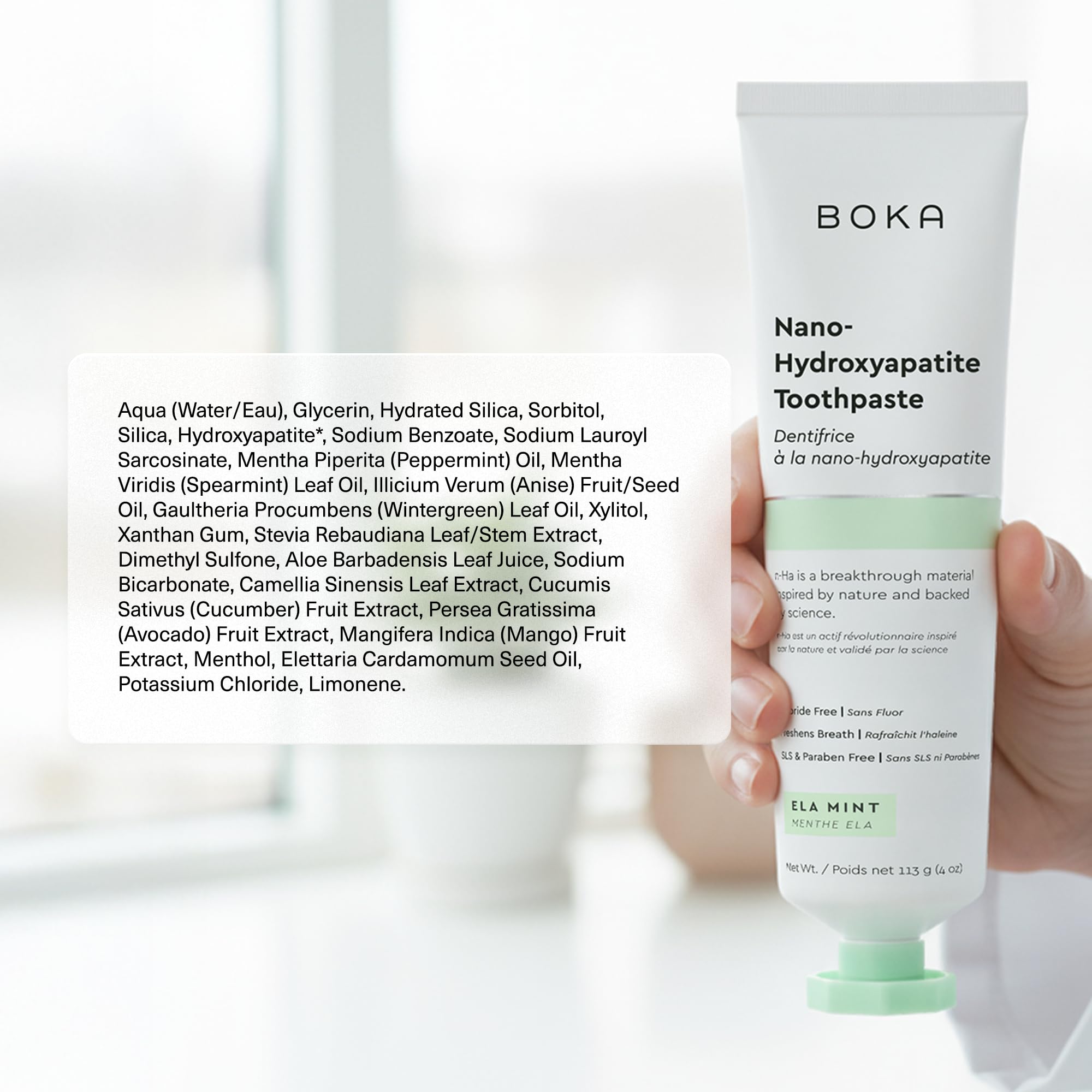 Boka Fluoride-Free Nano Hydroxyapatite Toothpaste – Sensitive Teeth | Ela Mint 4 oz