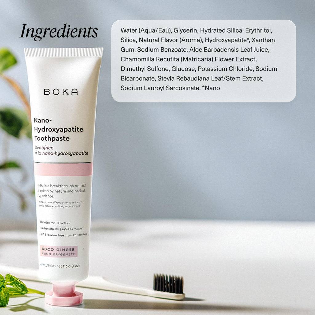 Boka Fluoride-Free Nano Hydroxyapatite Toothpaste – Sensitive Teeth, Coco Ginger Flavor, 4 oz