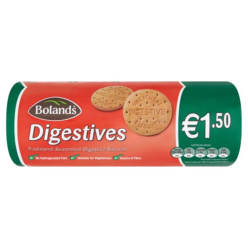 24 x Bolands Traditional Sweetmeal Digestive Biscuits 300G
