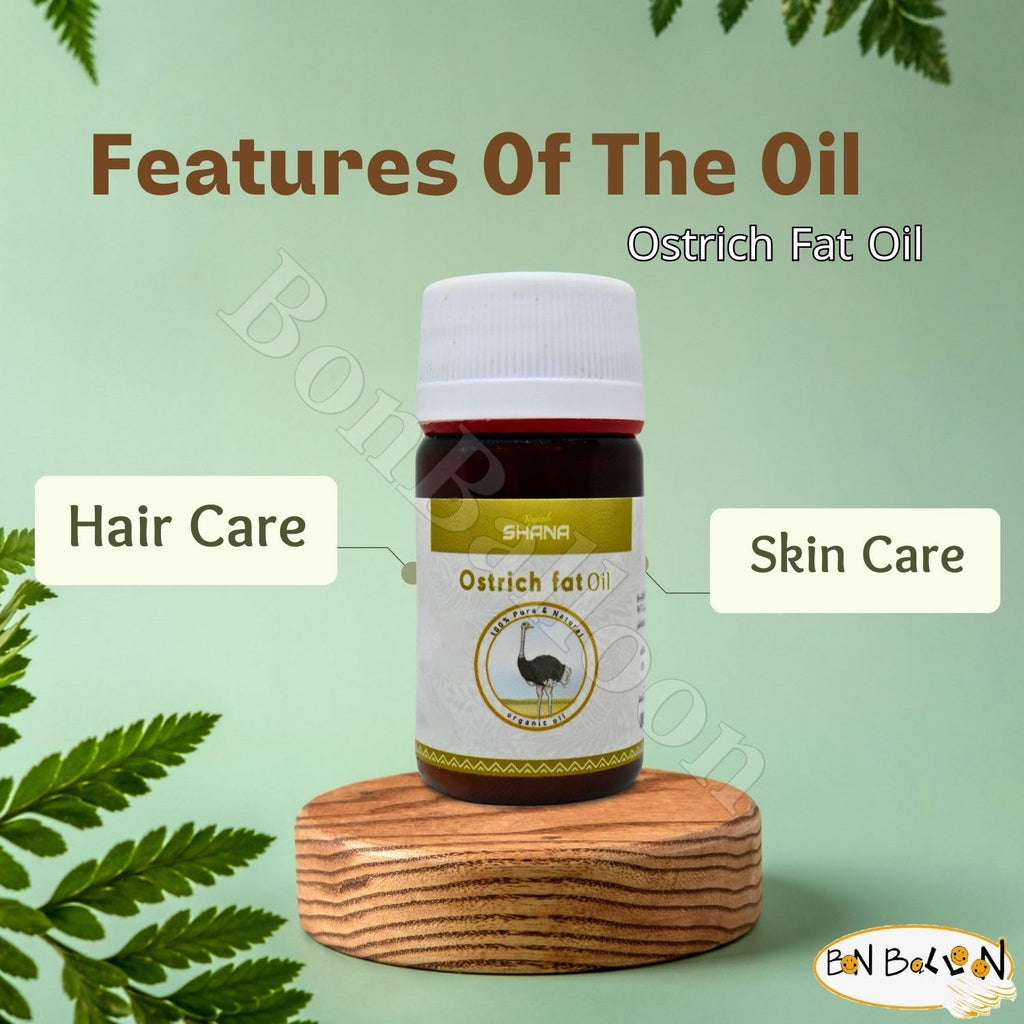 Bonballoon Shana Ostrich Oil – Cold-Pressed Pure Ostrich Oil (30 ml) for Skin, Hair & Food | Kosher Halal