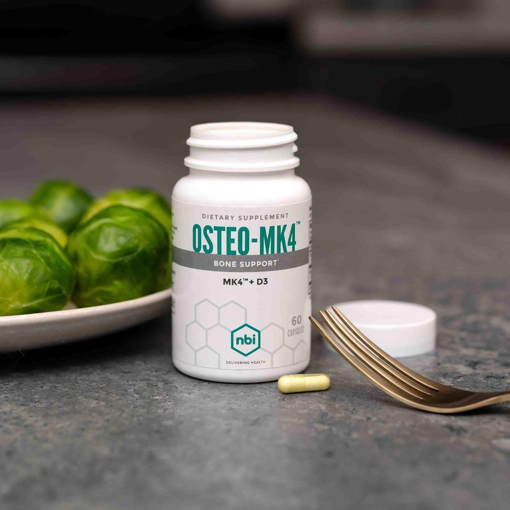 Osteo-MK4 Bone Support - Vitamin D & K Complex, 60 Veggie Capsules | NBI
