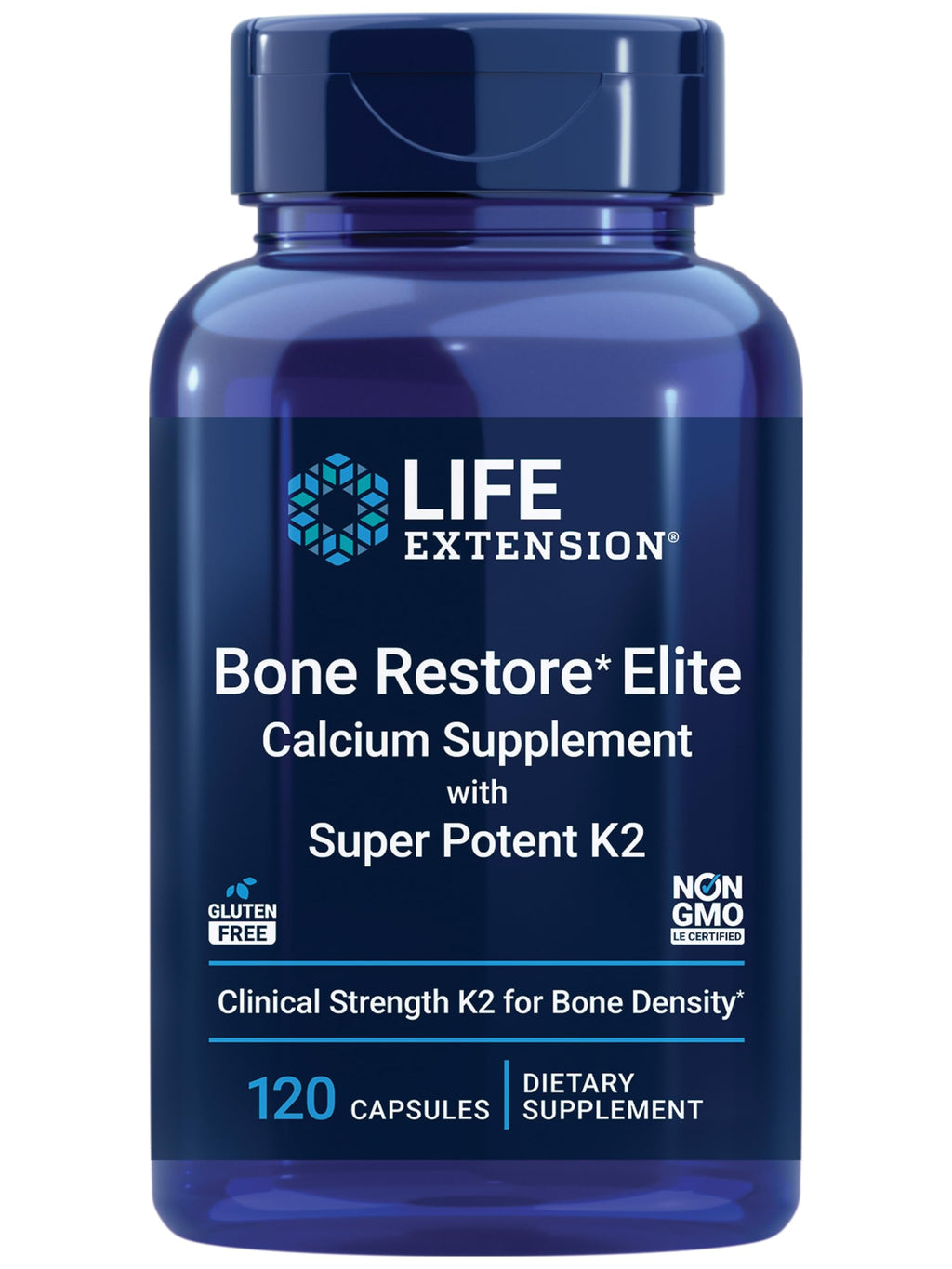 Bone Restore Elite Calcium with K2 - Life Extension | Gluten-Free & Non-GMO | 120 Capsules