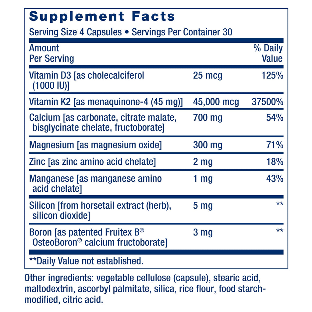 Bone Restore Elite Calcium with K2 - Life Extension | Gluten-Free & Non-GMO | 120 Capsules