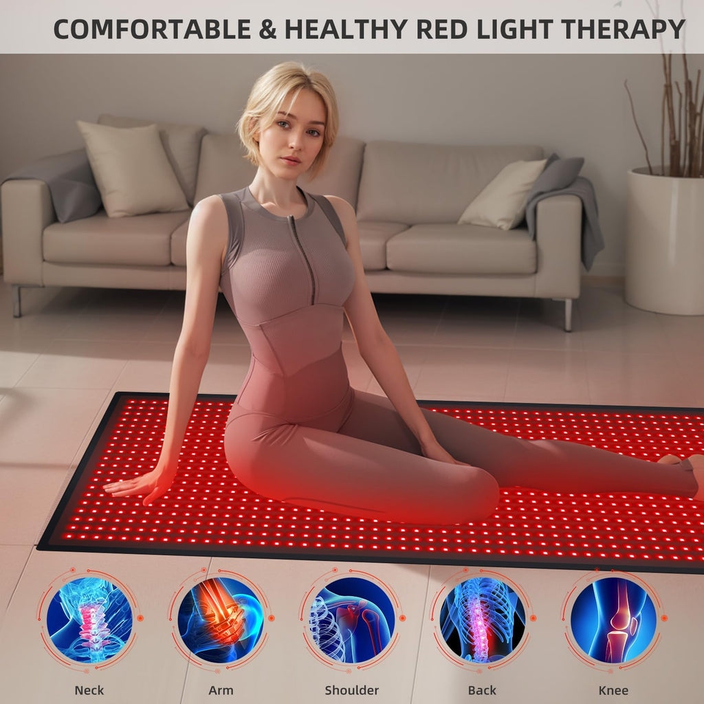 Bonodave Red Light Therapy Large Mat – Full Body Infrared Blanket 71x31 inches, 1280 Beads, 660nm & 850nm