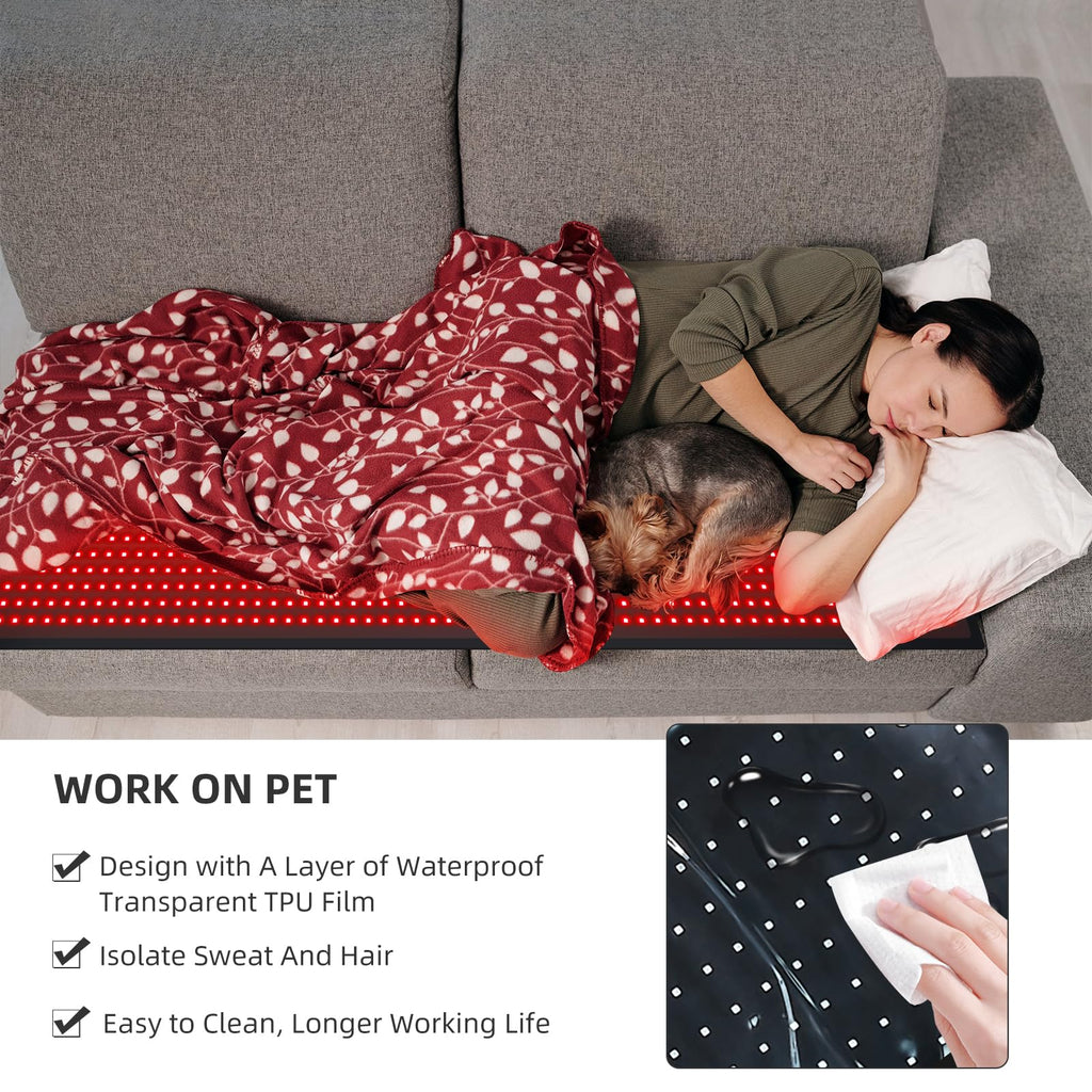 Bonodave Red Light Therapy Large Mat – Full Body Infrared Blanket 71x31 inches, 1280 Beads, 660nm & 850nm