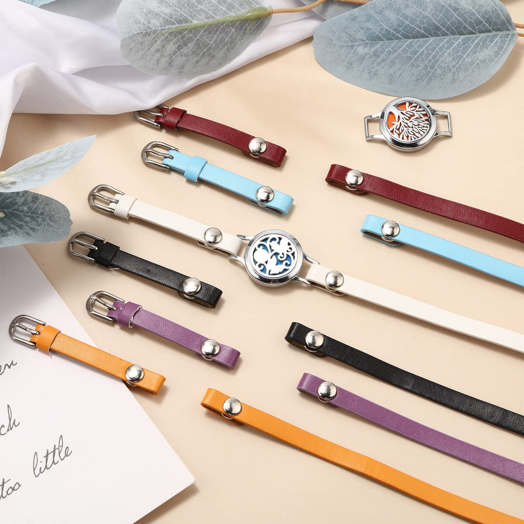 Bonuci Essential Oil Diffuser Bracelet – 2 Pcs Aromatherapy Locket with Adjustable Leather Band Gift Set