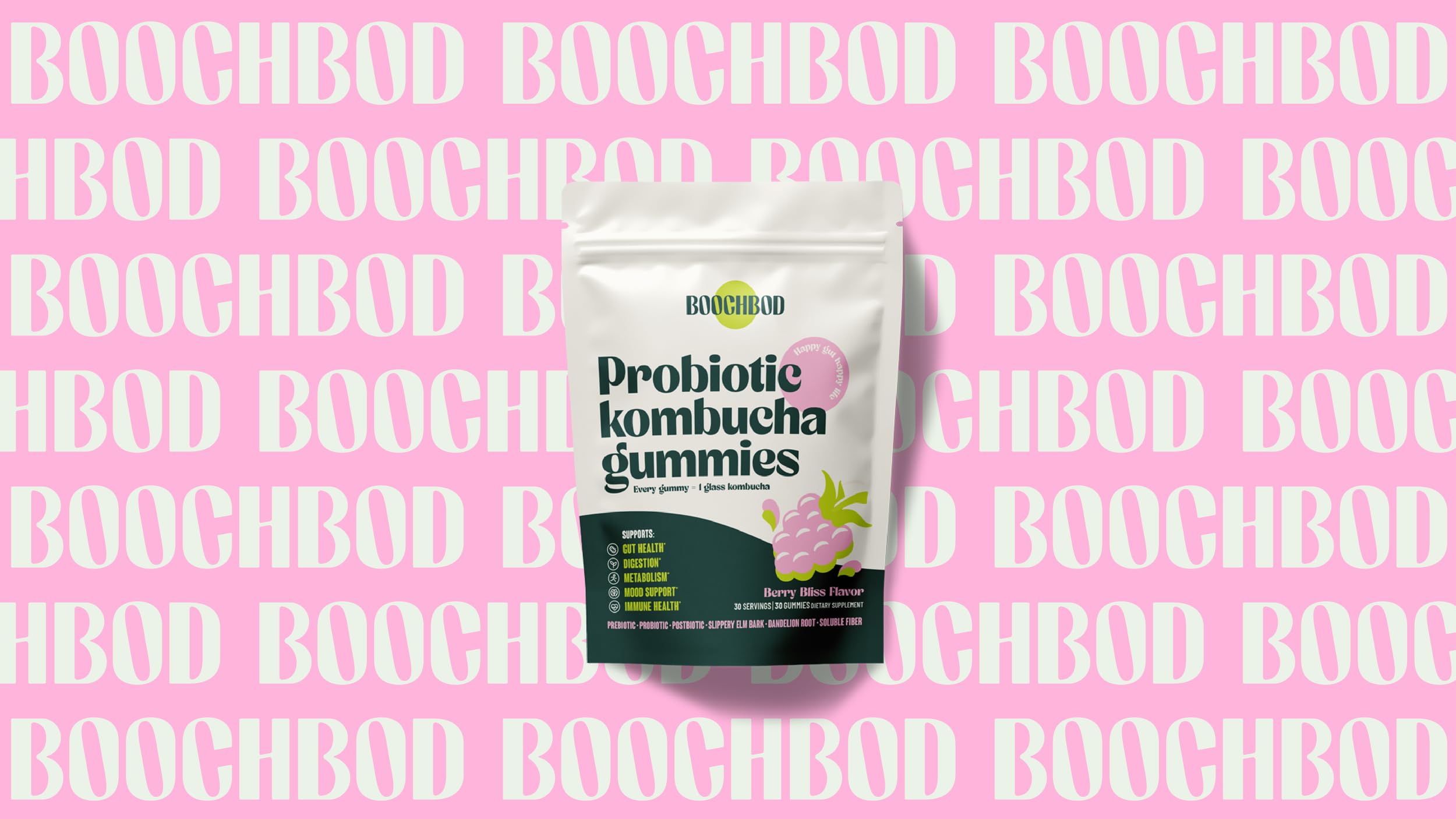 BoochBod Probiotic Kombucha Gummies – Gut Health, Prebiotics & Probiotics