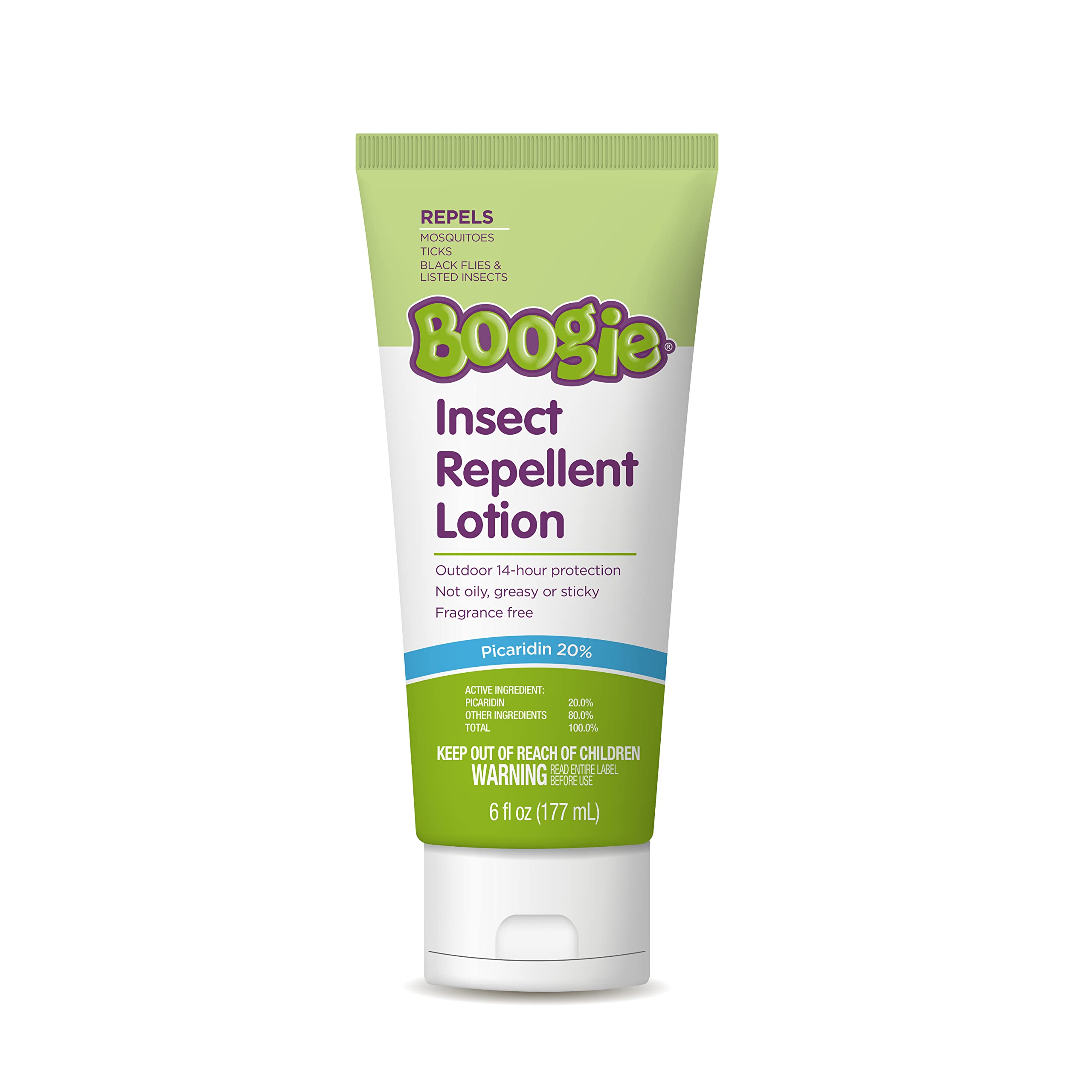 Boogie Insect Repellent Lotion – DEET-Free, 20% Picaridin, 14-Hour Mosquito & Tick Protection (6 oz)