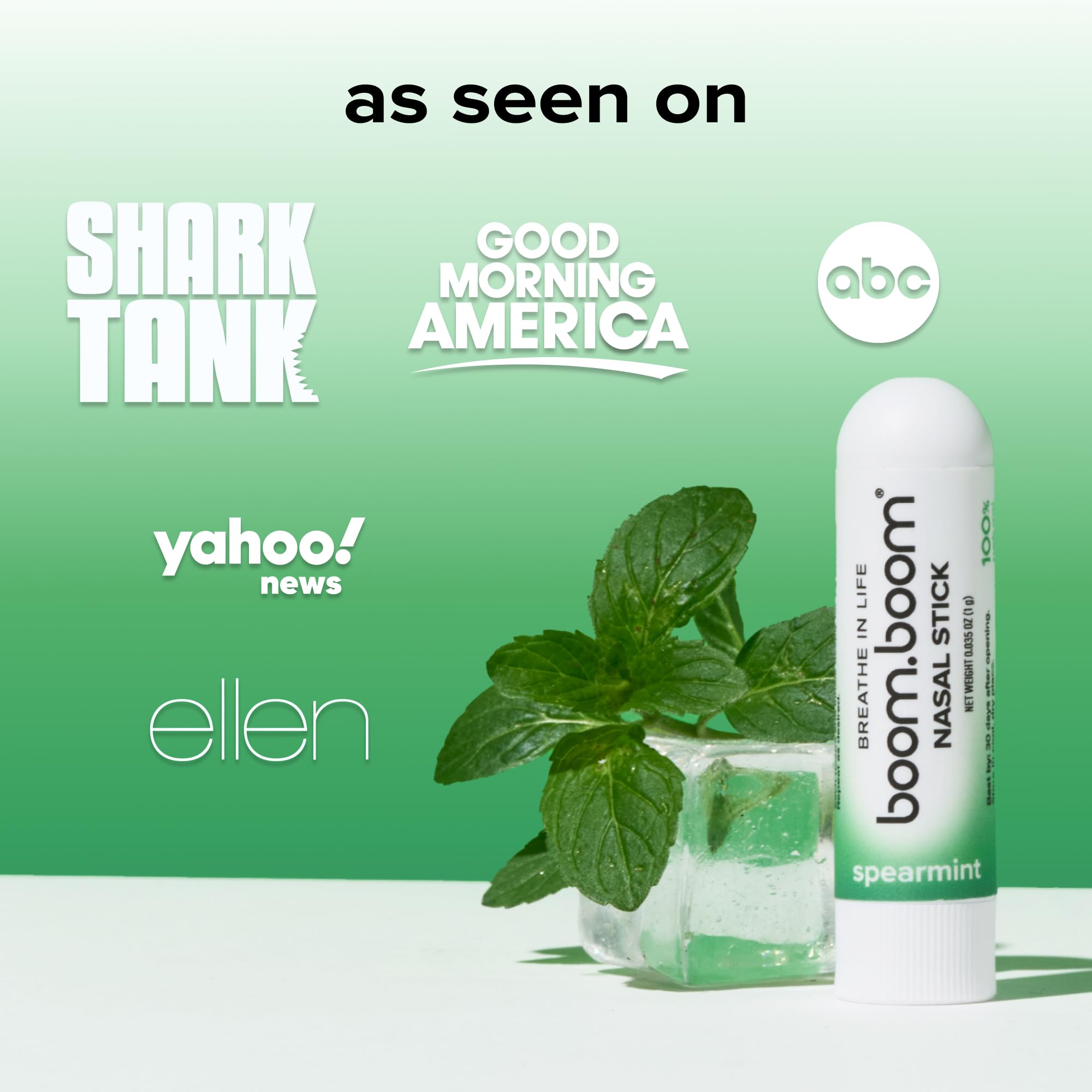 BoomBoom Nasal Stick with Vapor Flow Technology - Spearmint Inhaler for Fresh Breathing