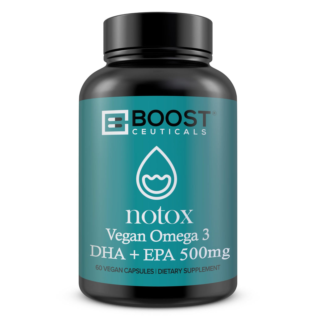 BoostCeuticals Vegan Omega 3 Supplement 500mg DHA EPA Vegan Softgels - No Stearates Non GMO Gluten Free | 60 Ct Heart and Brain Health