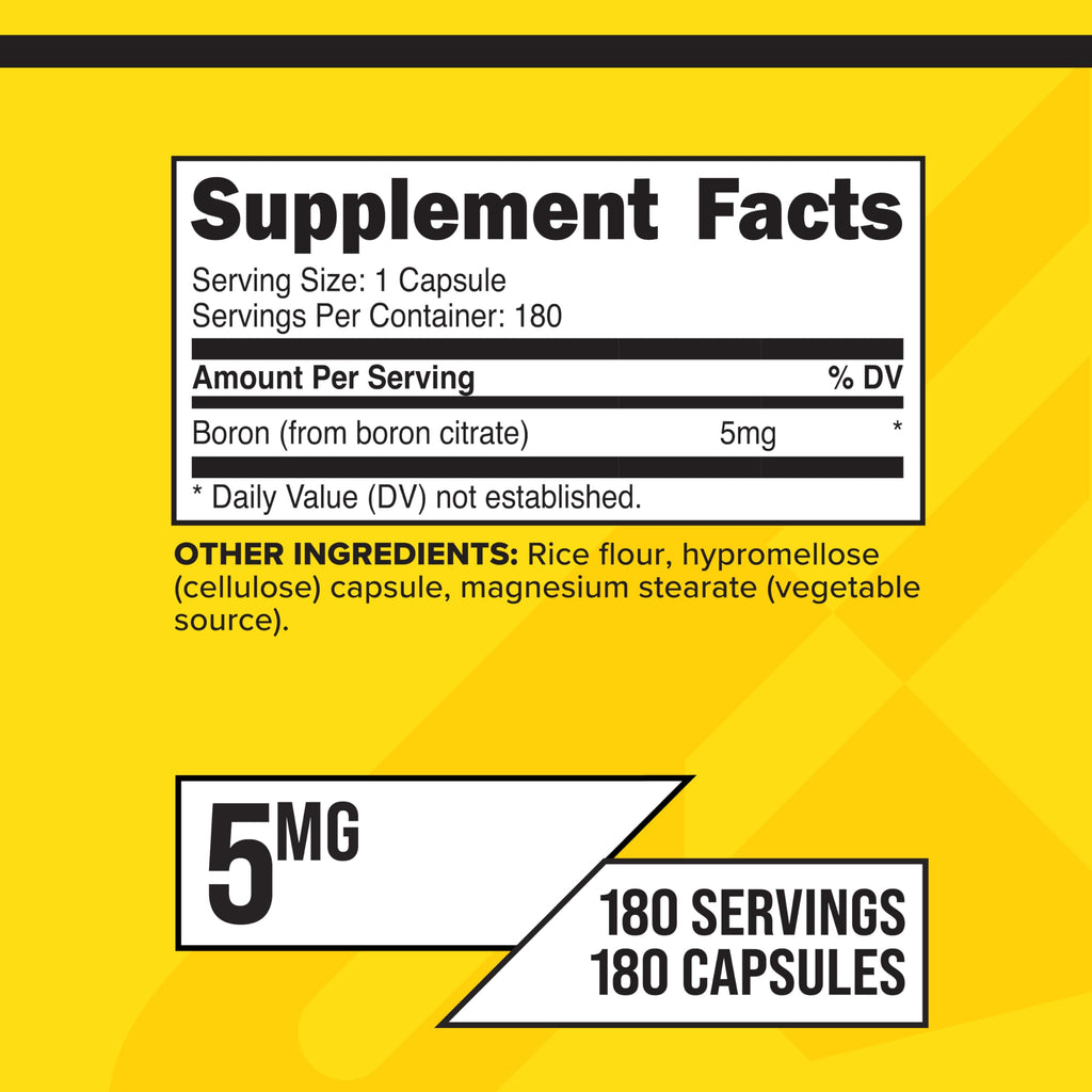 PrimaForce Boron Capsules 5mg – 180 Vegetarian Capsules | Boron Citrate
