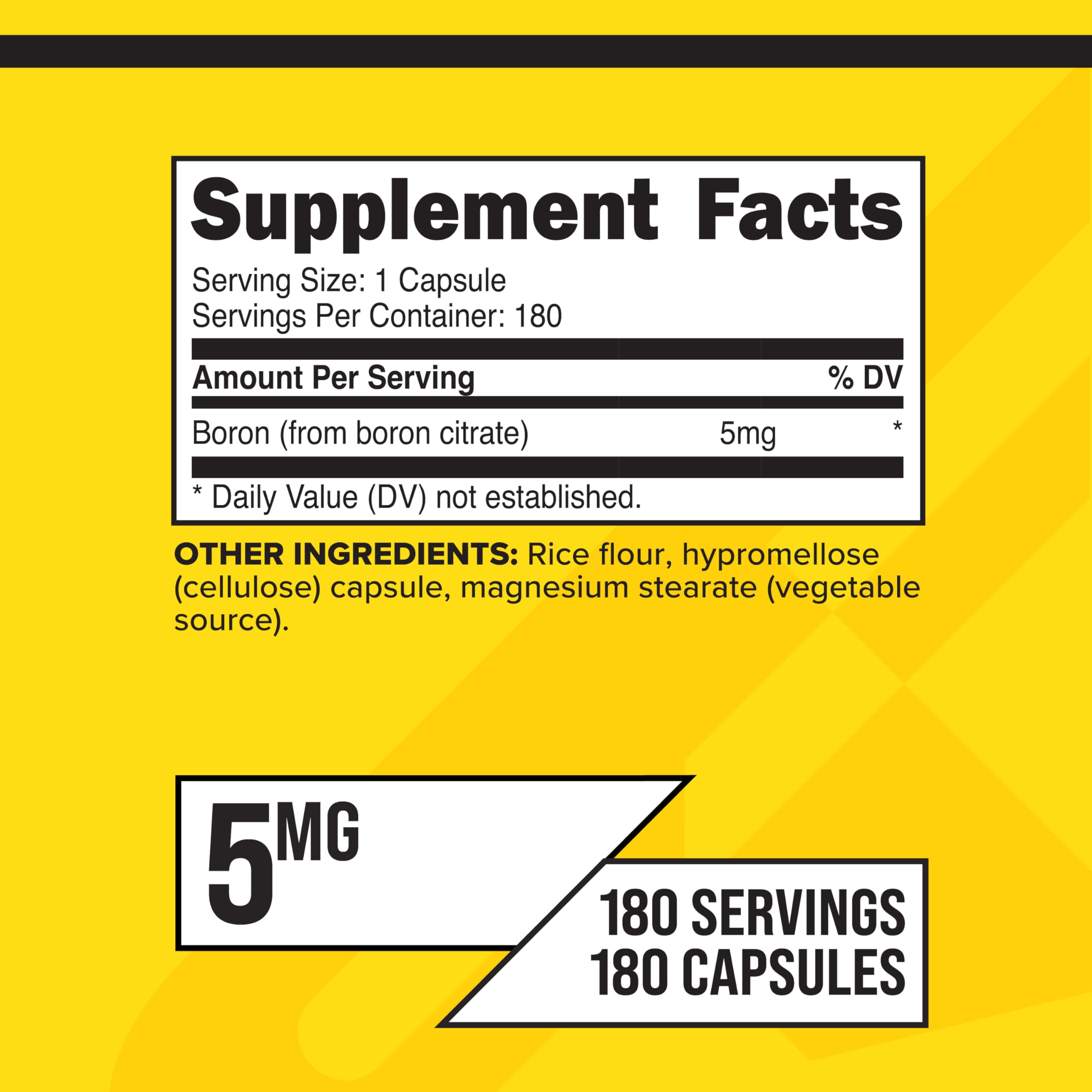 PrimaForce Boron Capsules 5mg – 180 Vegetarian Capsules | Boron Citrate