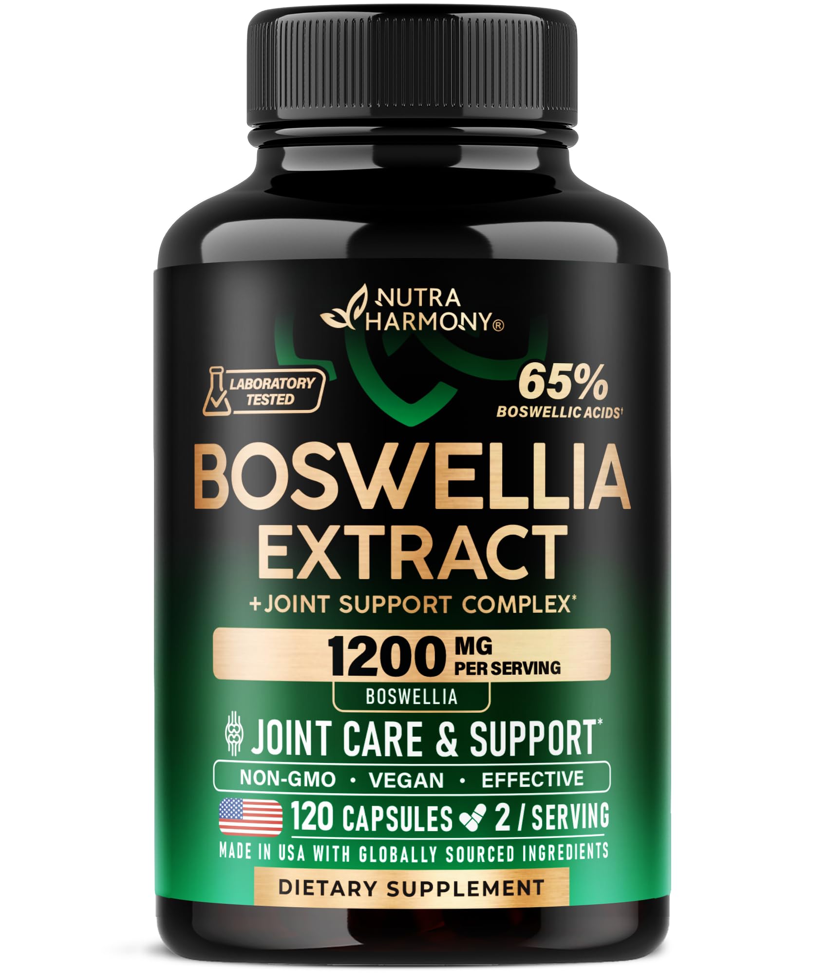 Boswellia 1200mg - 65% Boswellic Acid | Joint Health & Mobility | Turmeric, MSM & Hyaluronic Acid | Made in USA - 120 Capsules