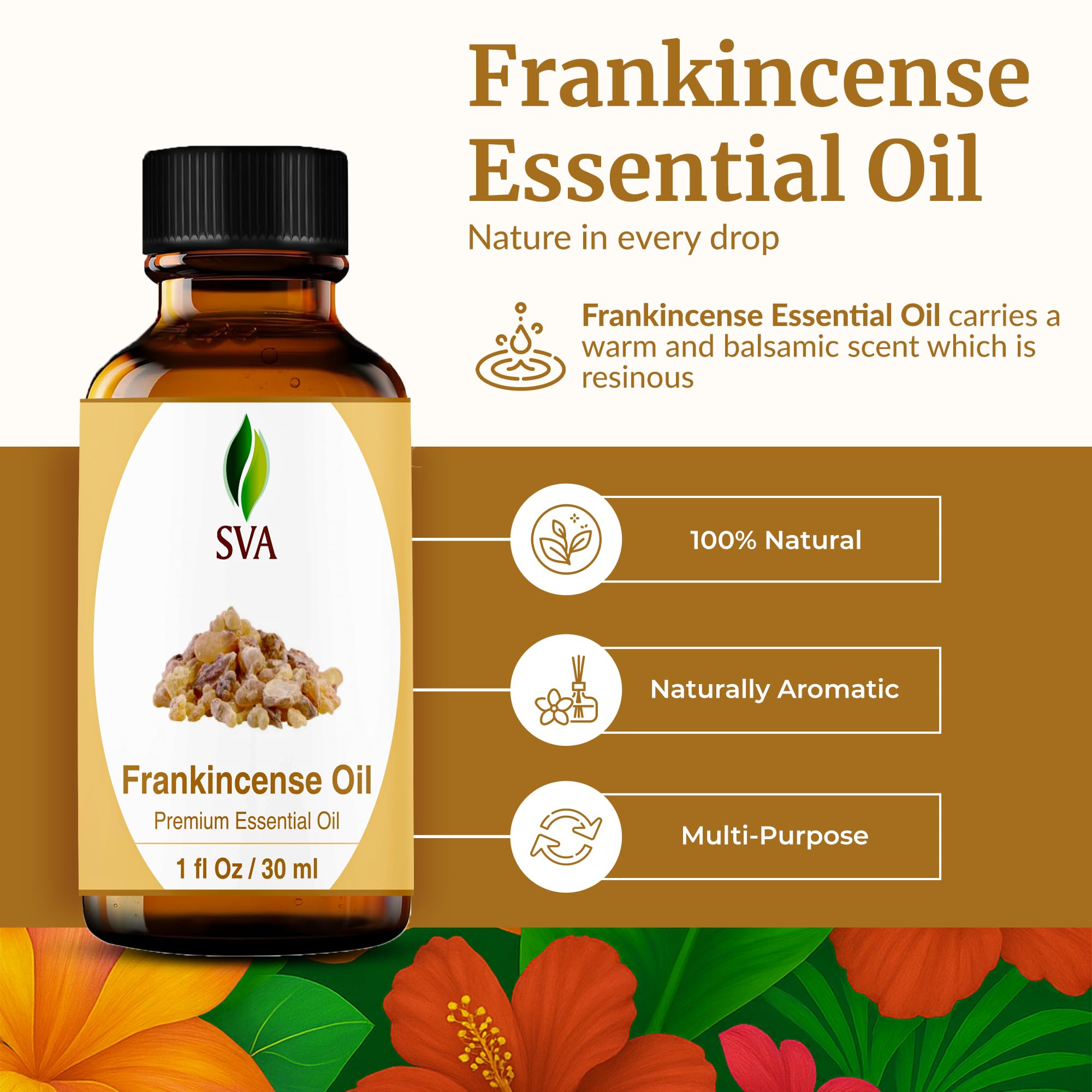 SVA Frankincense Essential Oil - 1 oz - 100% Natural Boswellia Carterii