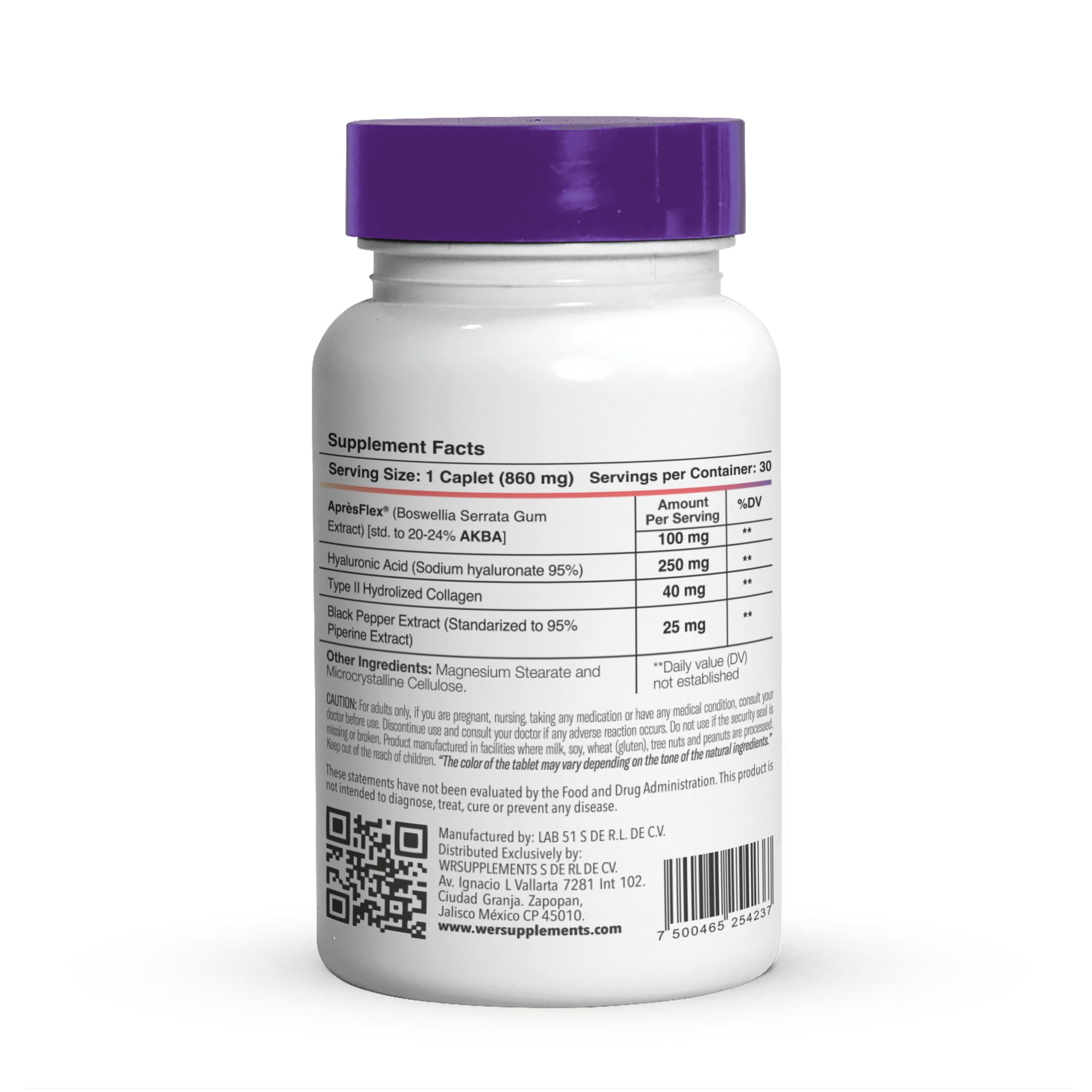 Boswellia Serrata AprèsFlex Advanced Joint Support – 30 Capsules (860 mg) | Hyaluronic Acid, Type II Collagen & Piperine