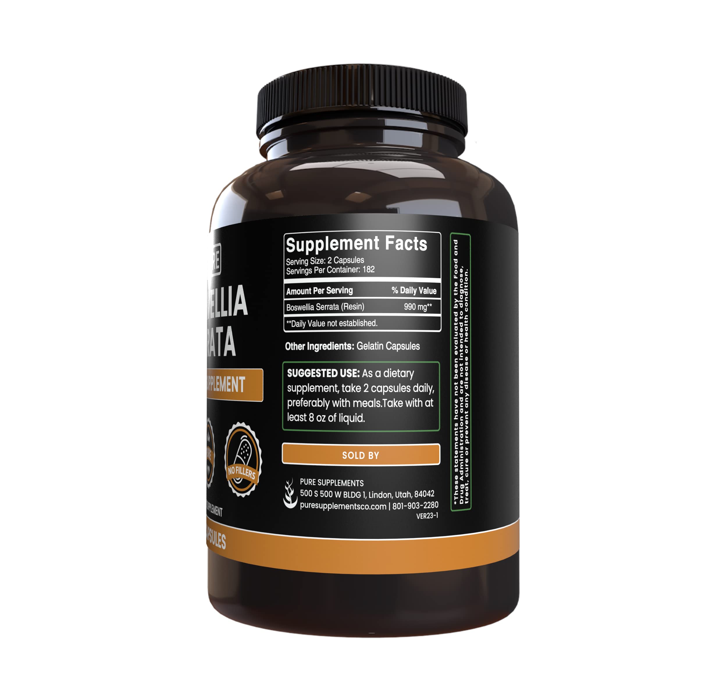 Pure Original Ingredients Boswellia Serrata (365 Capsules) No Magnesium Or Rice Fillers, Always Pure, Lab Verified