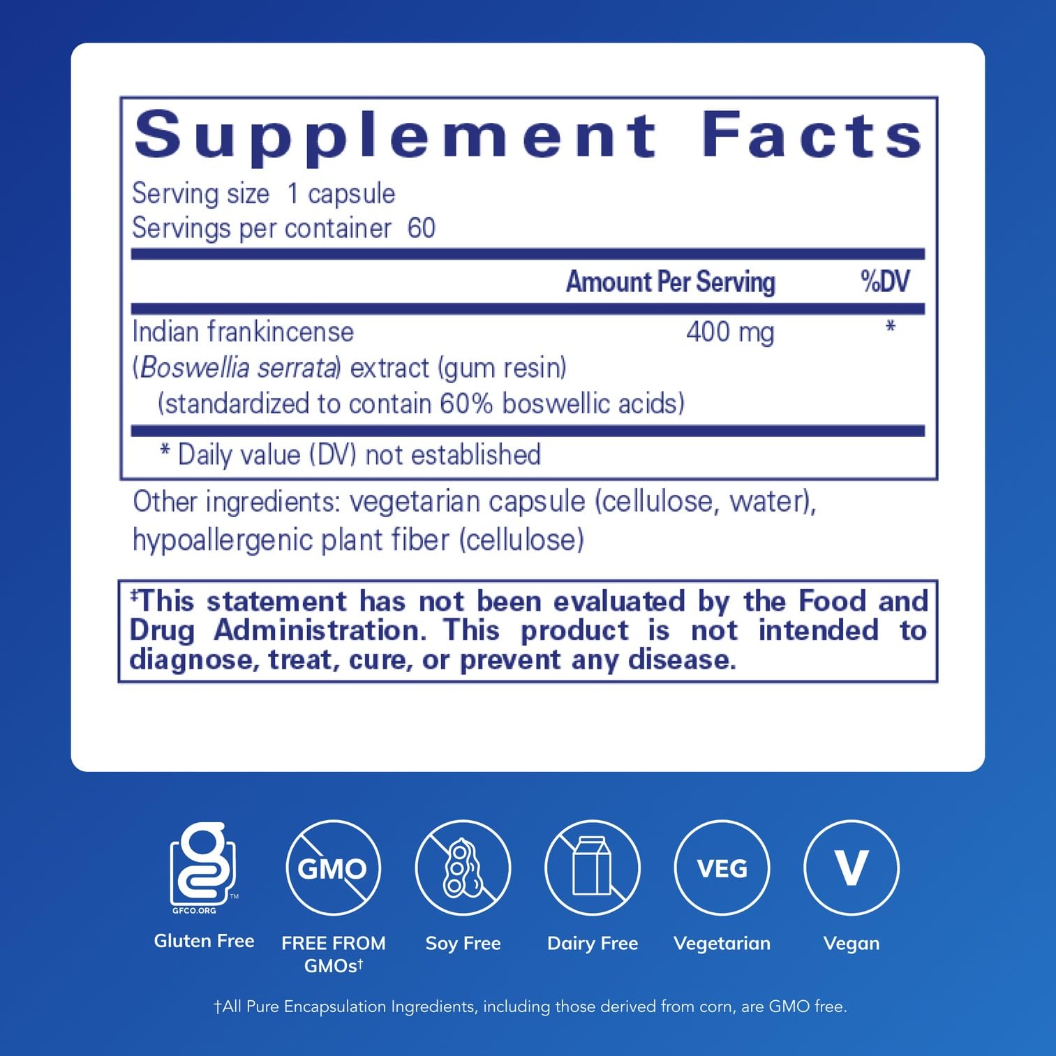 Pure Encapsulations Boswellia – Joint Health & Digestive Support (60 Caps) – Non-GMO & Vegan