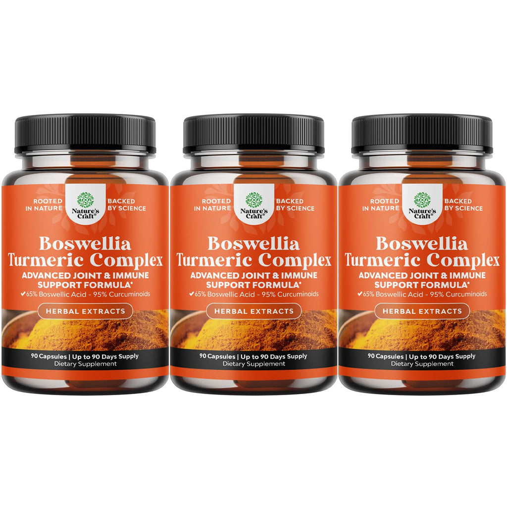 Boswellia + Turmeric Capsules 500 mg – Joint & Immune Health Support (90 Count, 3-Pack)