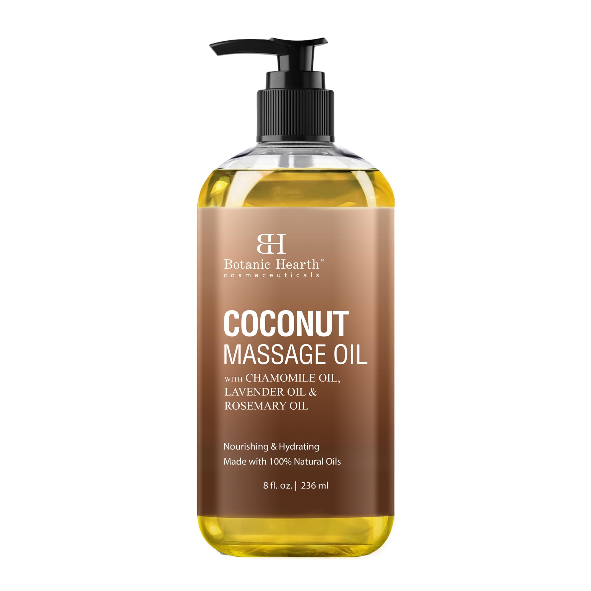 Botanic Hearth Coconut Massage Oil - Ultra Glide Formula | All Skin Types | 8 Fl Oz