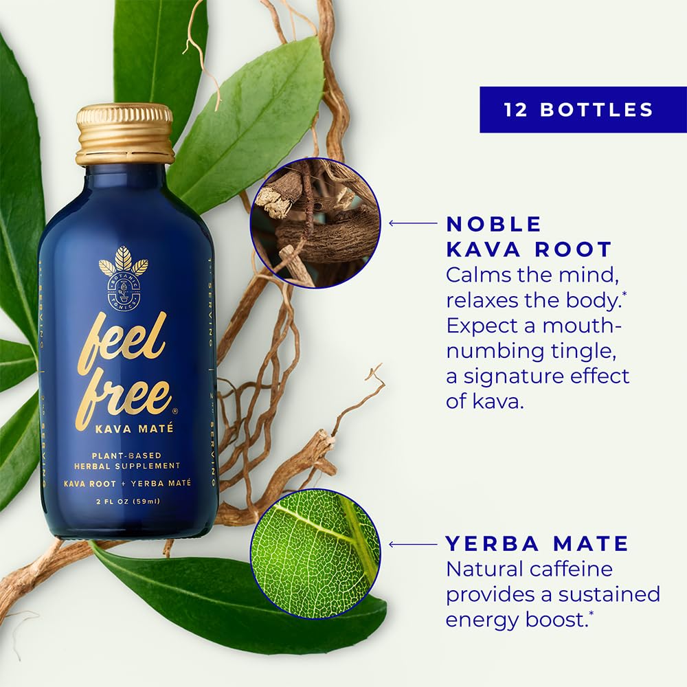 Botanic Tonics Kava Mate - Natural Energy with Kava Root & Yerba Mate | 12-Pack (24 Servings)