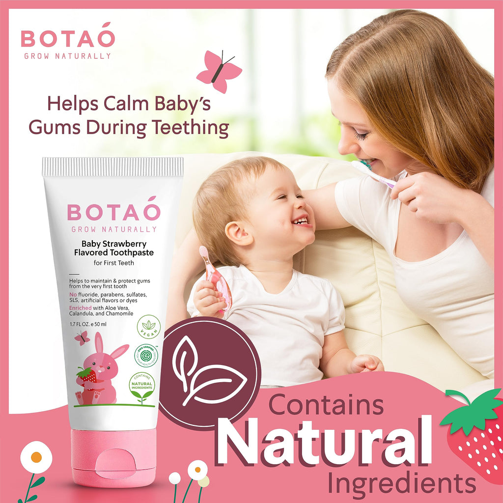 BOTAO Fluoride Free Strawberry Toothpaste for Toddlers – EWG Verified