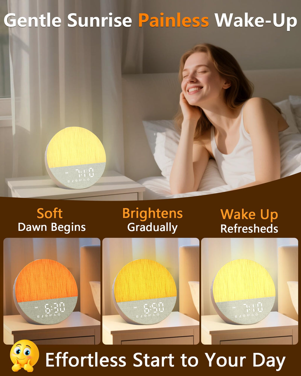 BOTDOYS Sunrise Alarm Clock with Sound Machine – Gentle Wake Light, Bluetooth & Sleep Sounds