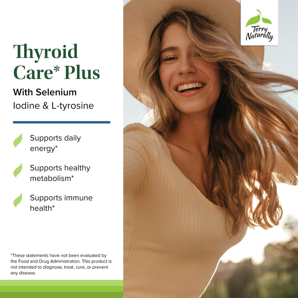 Terry Naturally Thyroid Care Plus - Supports Thyroid Health, Energy & Hair (120 Capsules)