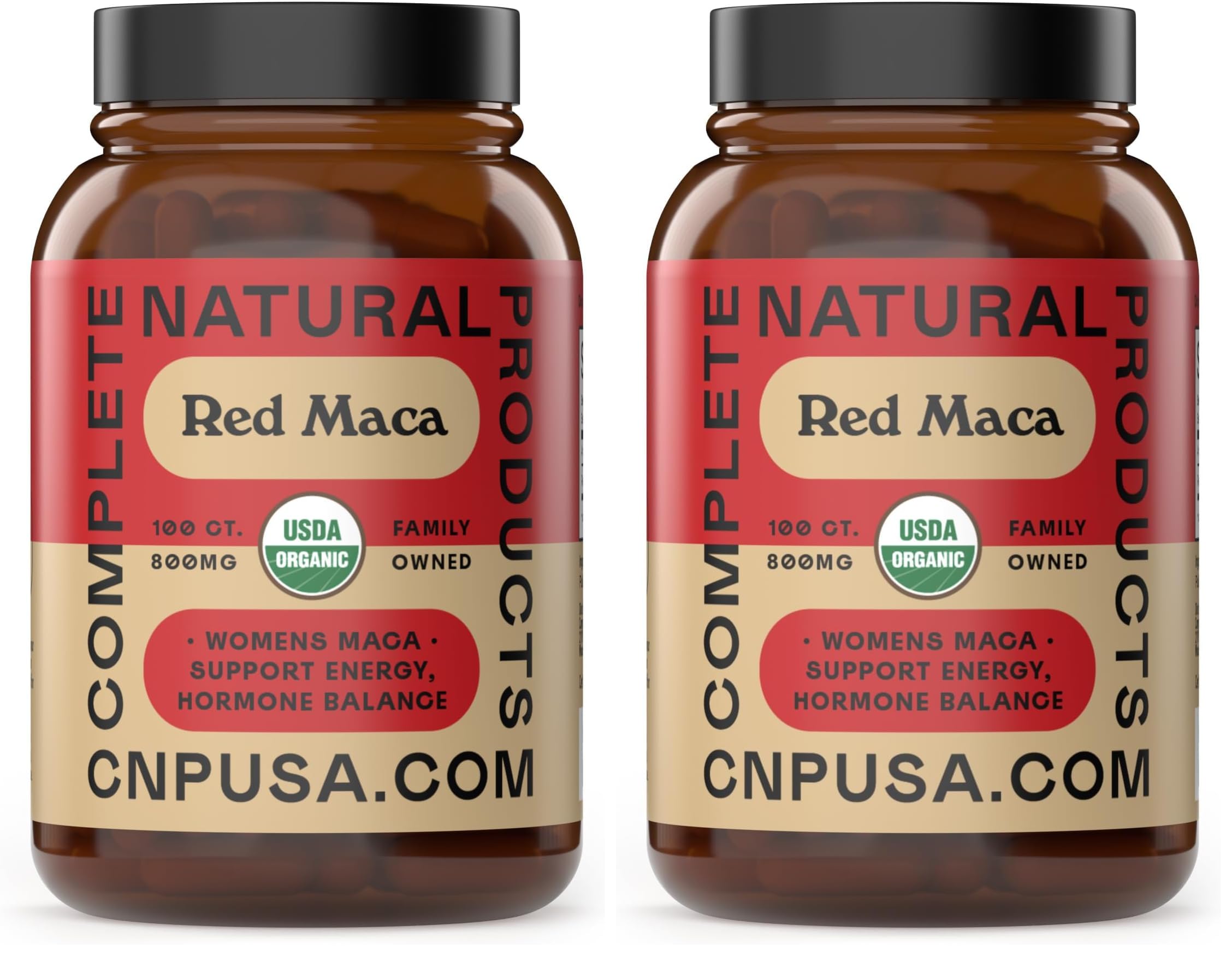 Complete Natural Products Organic Red Maca Root Capsules - 800mg Gelatinized, 2-Pack