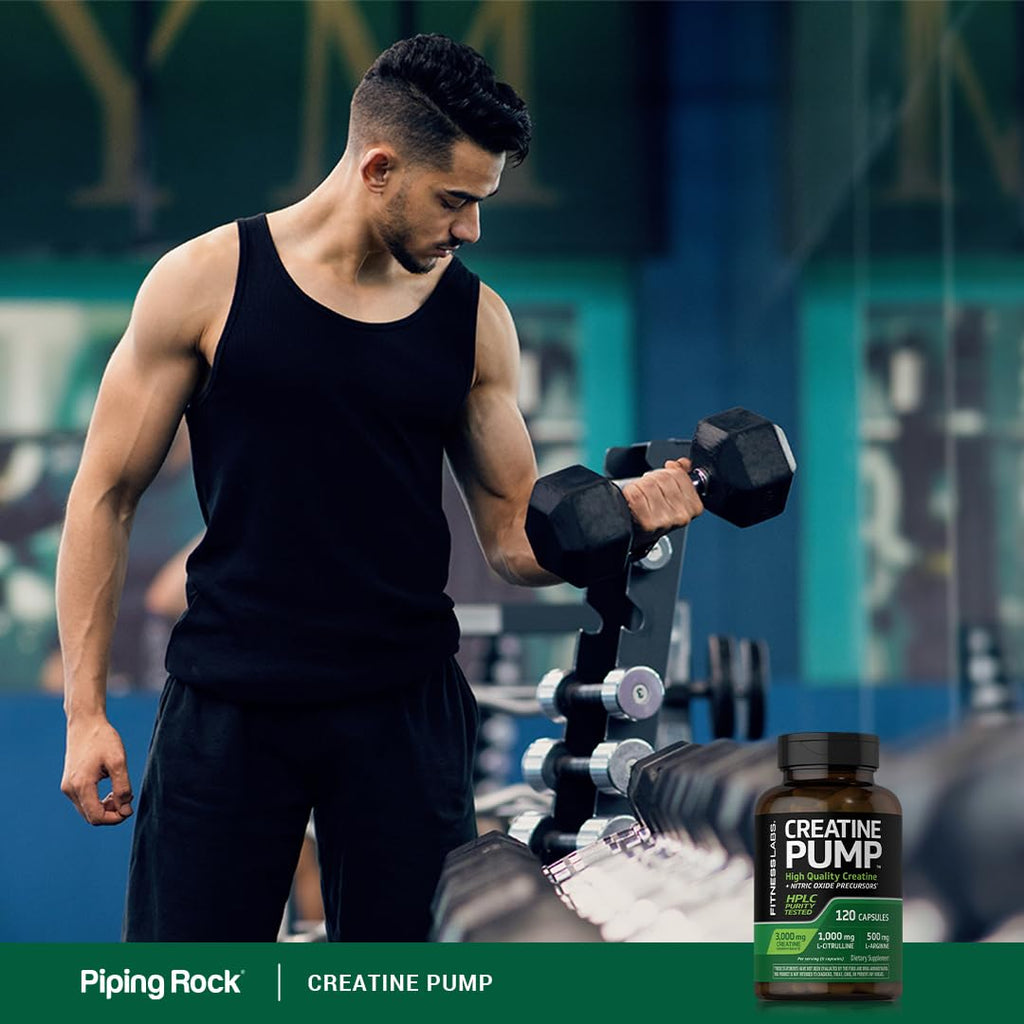 Fitness Labs Creatine Capsules | 120 Count, 3000mg Creatine Monohydrate, Pump & NO Precursor | HPLC Tested | Non-GMO