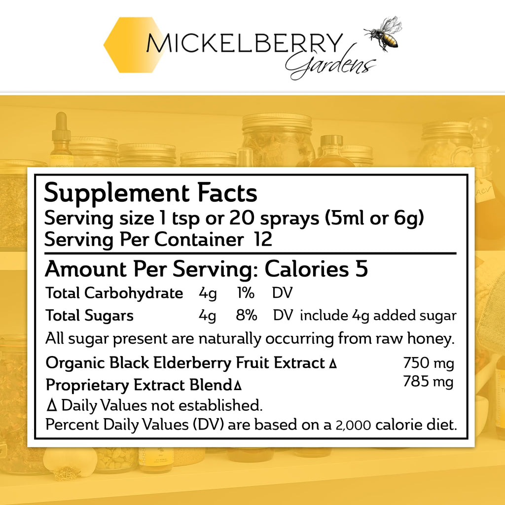 Mickelberry Gardens Elderberry Honey Propolis Throat Spray - Immune Support (2 oz x 2)
