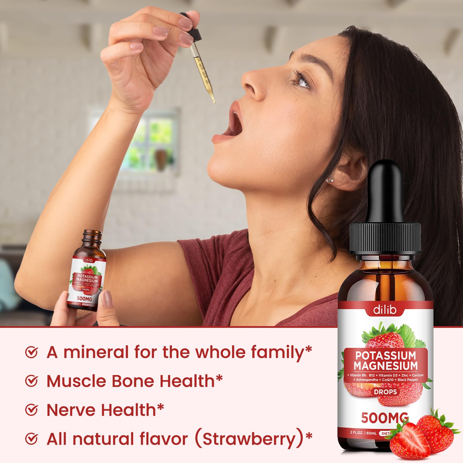 Potassium Magnesium Citrate Liquid Drops 500mg – Vegan 2 Pack