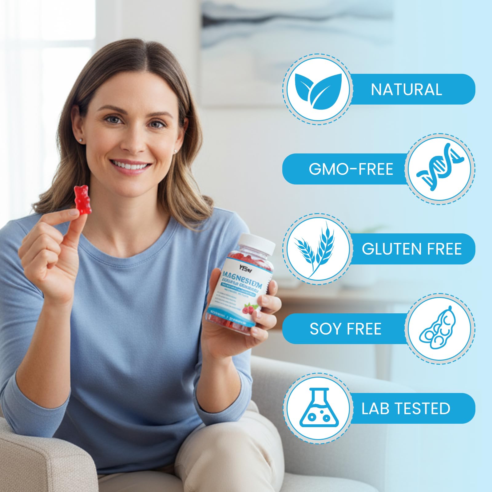 Magnesium Complex Gummies 8-Elemental 1000mg – Vegan, Raspberry, 60 Count