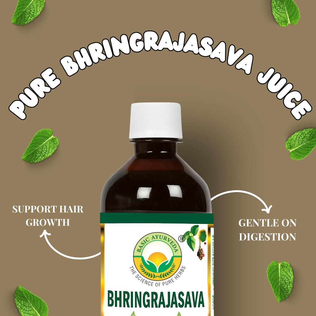 BASIC AYURVEDA Bhringrajasava Drink | 16.23 Fl Oz (480ml) | Natural Ayurvedic Syrup | for Healthy Hair & Immune System