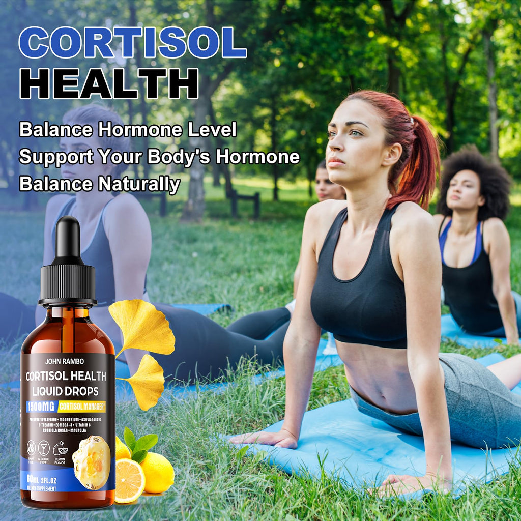 Cortisol Liquid Drops for Women & Men - Hormone Balance, Mood & Sleep (2 oz)