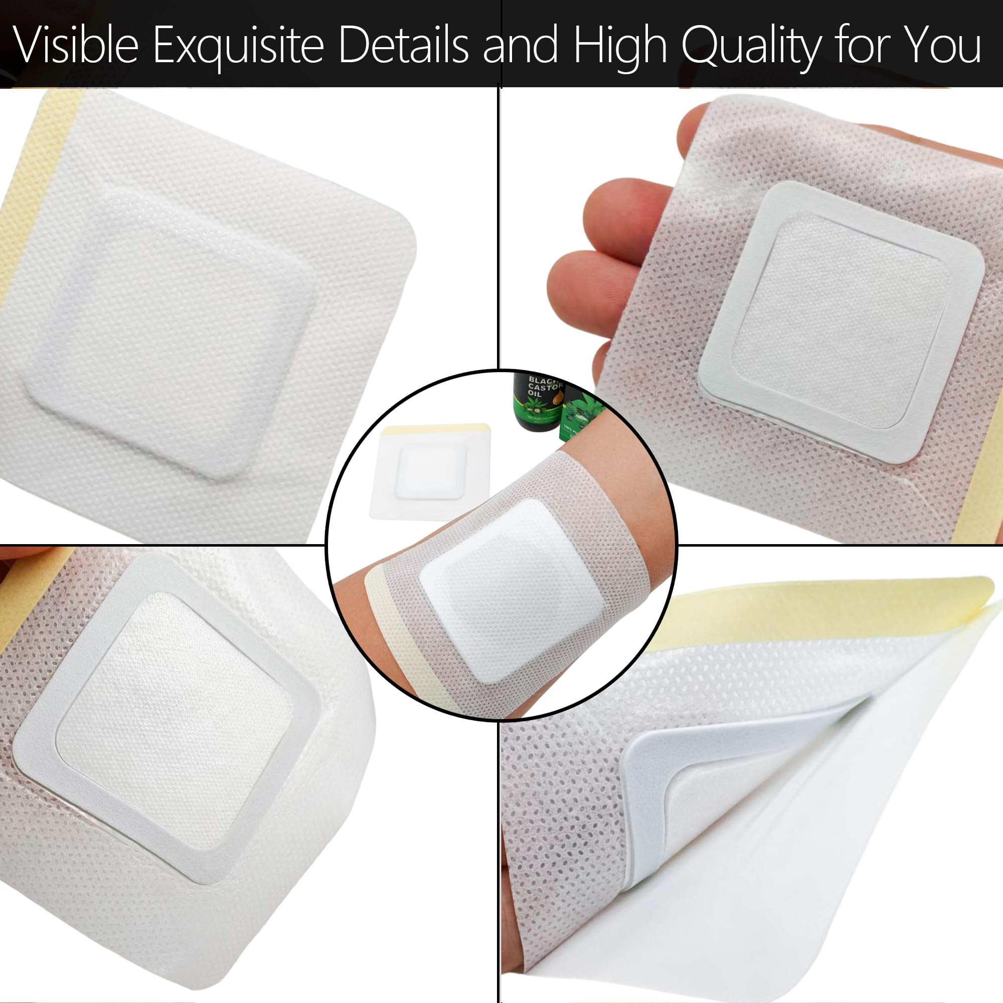 54Pack Hypoallergenic Castor Oil Pack Wrap for Belly Button — Disposable Self-Adhesive, 3.2 x 3.2 in