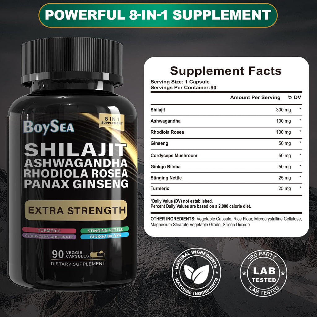 Boysea Shilajit & Sea Moss Bundle - 90 Count - All-in-1 Supplements