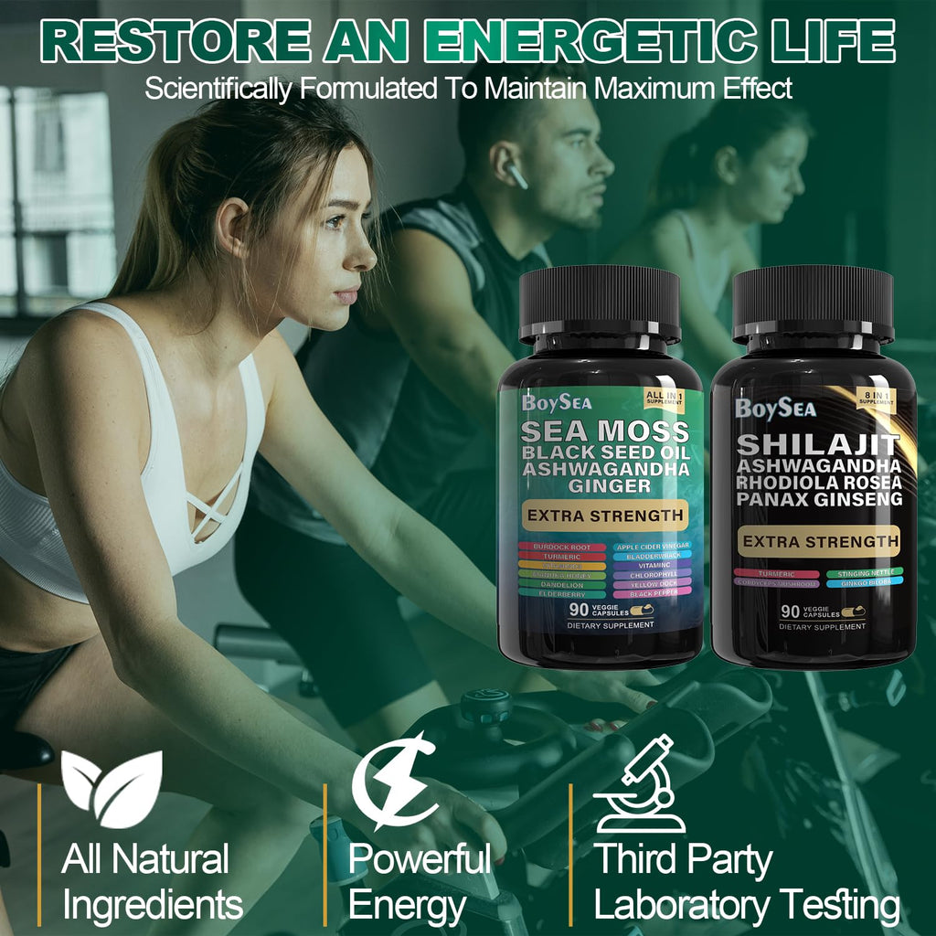 Boysea Shilajit & Sea Moss Bundle - 90 Count - All-in-One Capsules