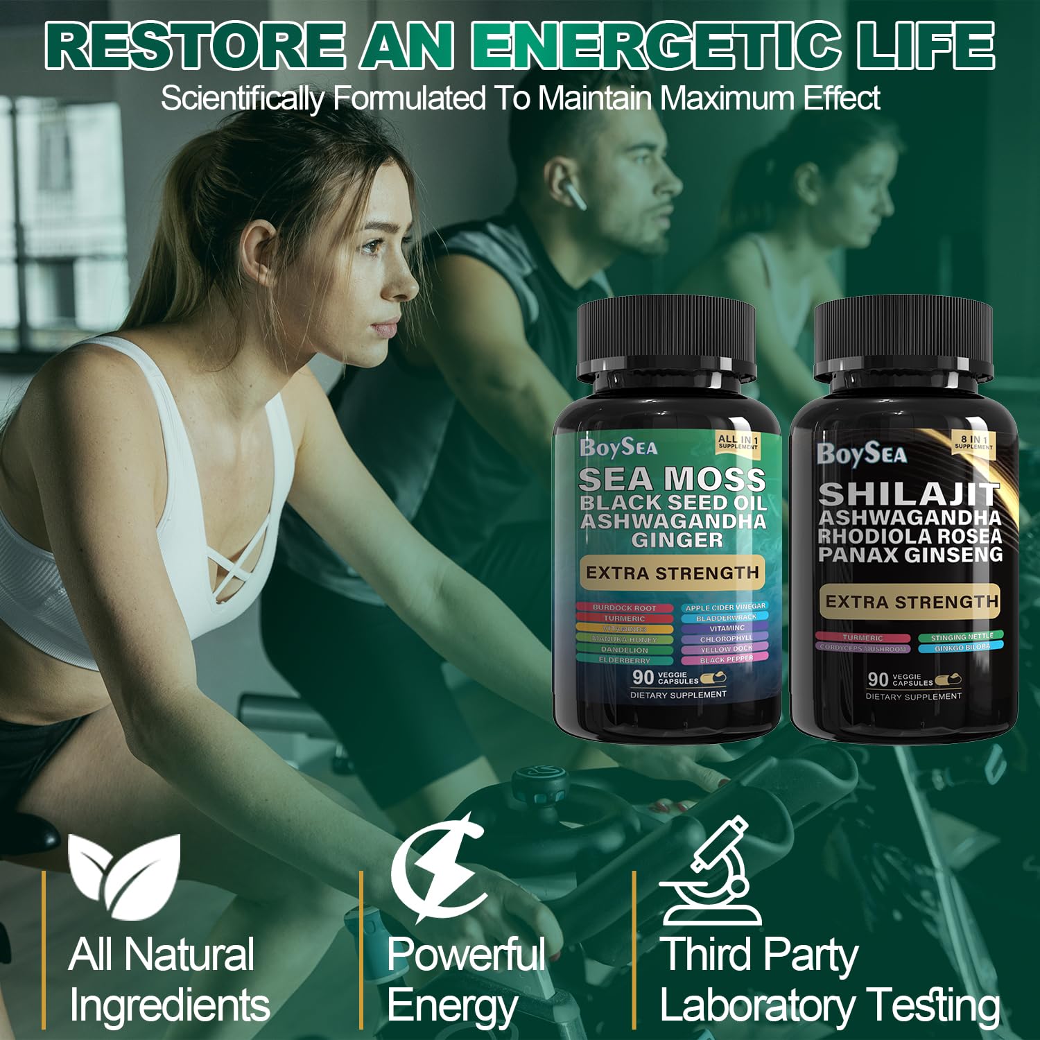 Boysea Shilajit & Sea Moss Bundle - 90 Count - All-in-1 Supplements