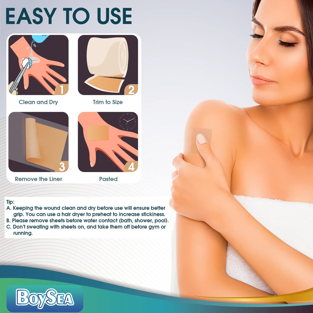 Boysea Professional Silicone Scar Sheets Roll 1.6x150 in | Reusable Scar Tape for Keloid, C-Section, Surgery, Burn & Acne