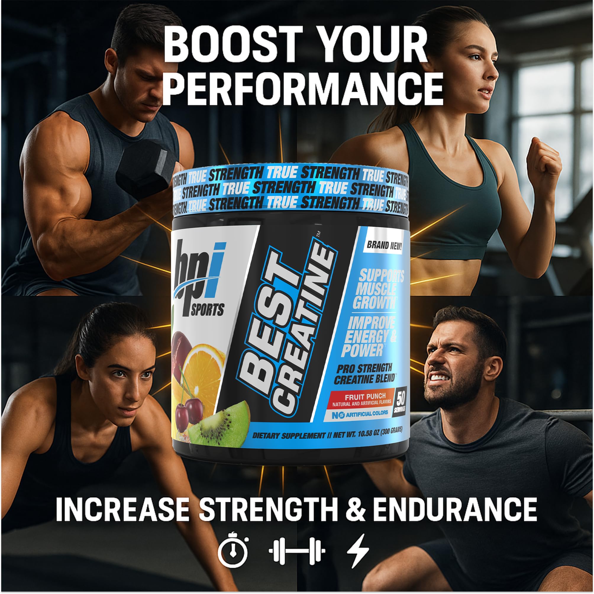 BPI Sports Best Creatine – Creatine Monohydrate Powder with Himalayan Salt (Fruit Punch) | 50 Servings