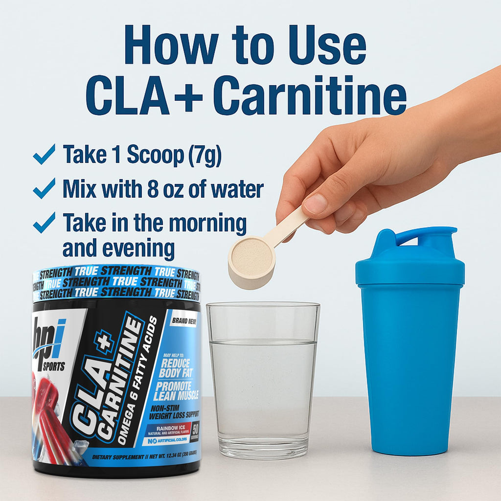 BPI Sports CLA+Carnitine – Caffeine-Free, Non-Stimulant Weight Loss & Metabolism (Rainbow Ice)