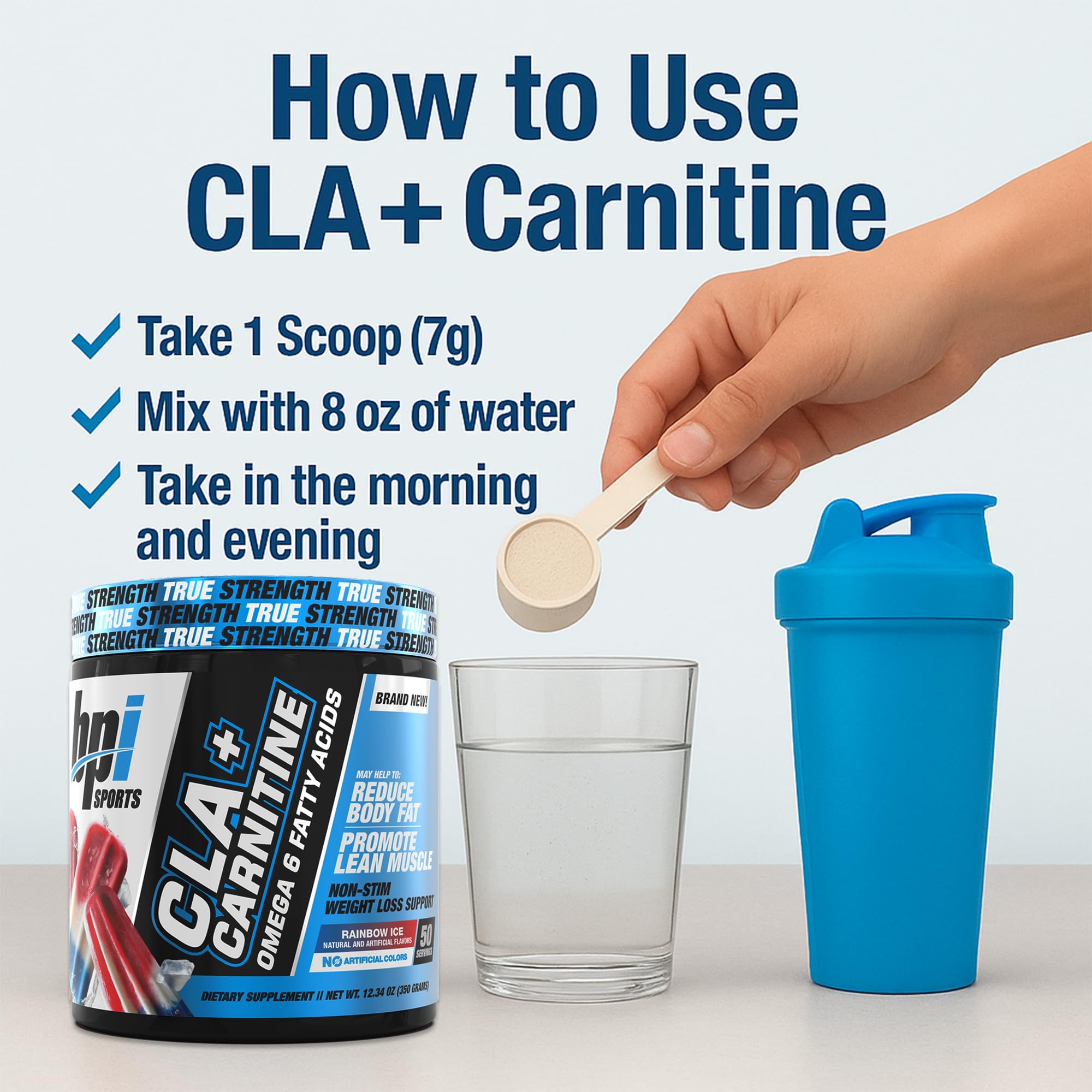 BPI Sports CLA+Carnitine – Caffeine-Free, Non-Stimulant Weight Loss & Metabolism (Rainbow Ice)