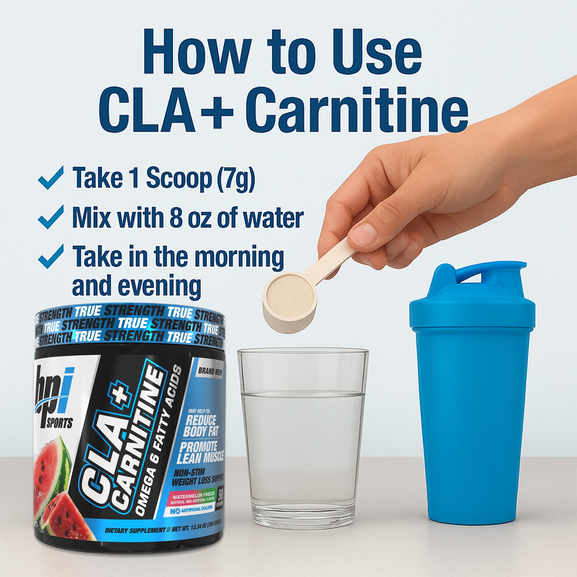 BPI Sports CLA+Carnitine – L-Carnitine & Linoleic Acid for Weight Loss & Metabolism – Watermelon Freeze – 50 Servings