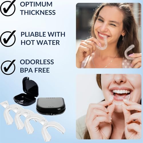 Teeth Whitening Trays Moldable 4-Pc with 2 Slim Cases | BPA-Free