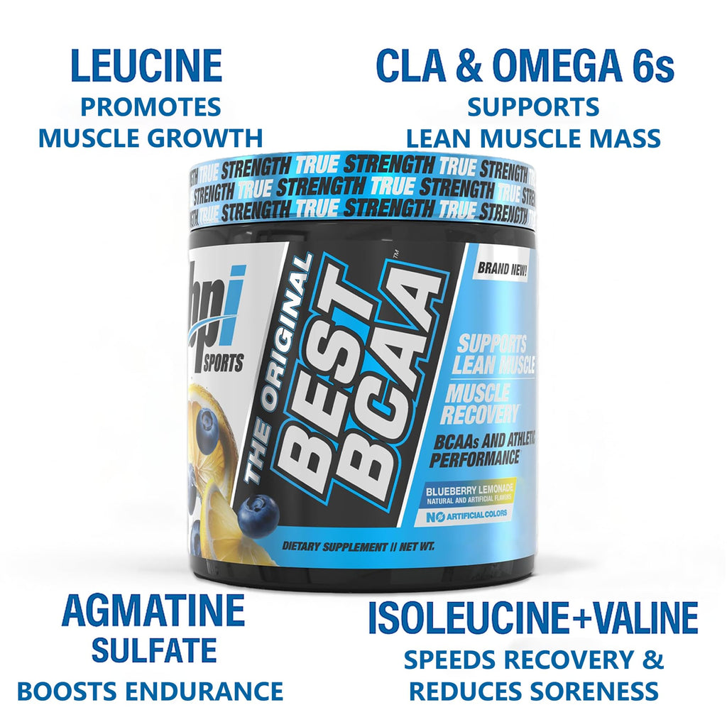 BPI Sports Best BCAA Powder – Muscle Recovery & Hydration (Blueberry Lemonade, 30 Servings)