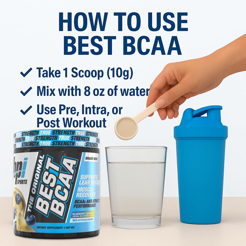 BPI Sports Best BCAA Powder – Muscle Recovery & Hydration (Blueberry Lemonade, 30 Servings)