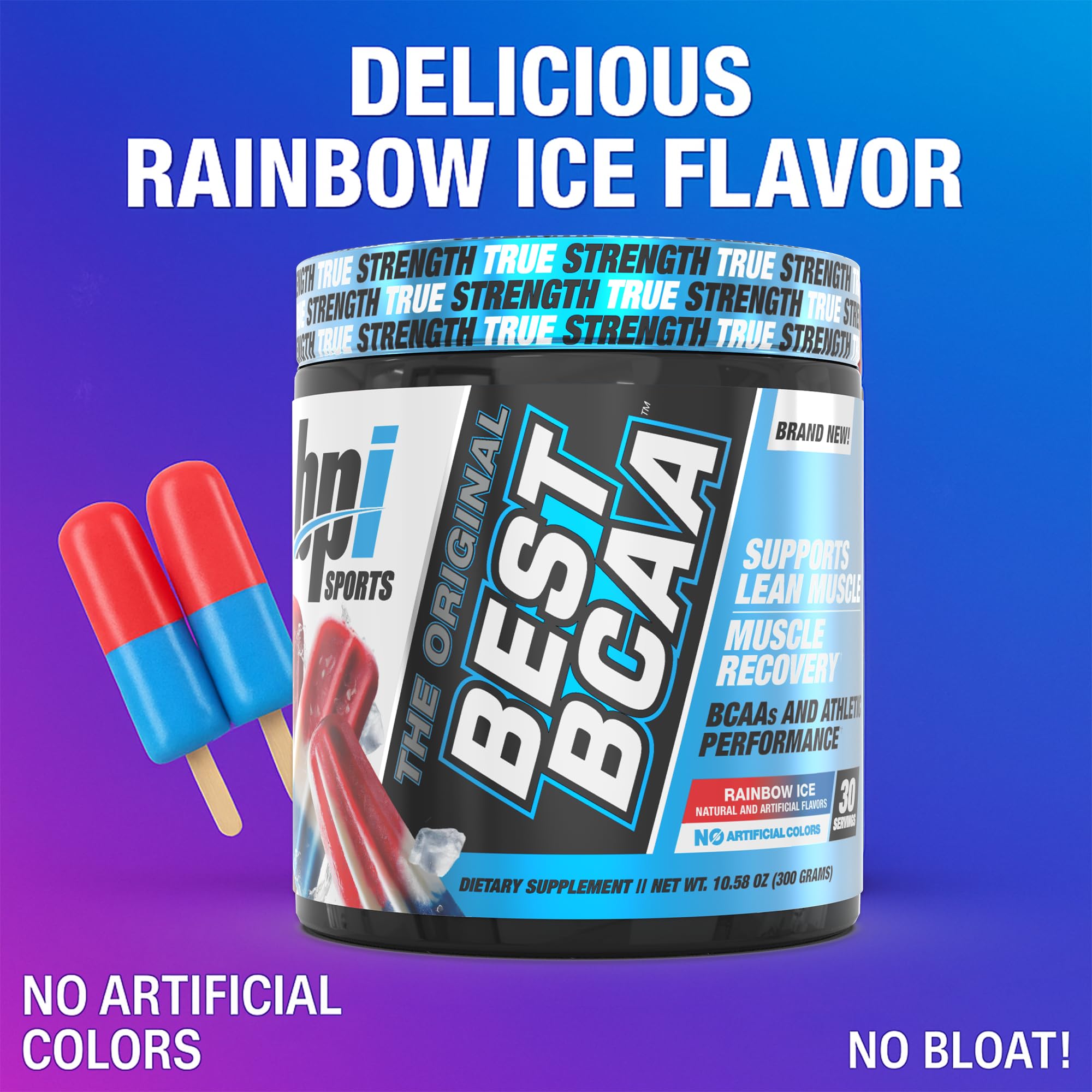 BPI Sports Best BCAA Powder – Rainbow Ice, 30 Servings | Muscle Recovery