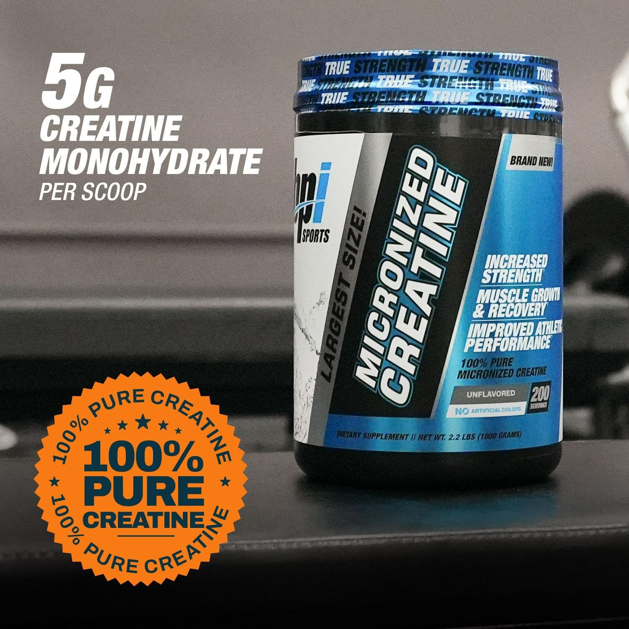 BPI Sports Micronized Creatine Monohydrate – Unflavored Powder, 200 Servings