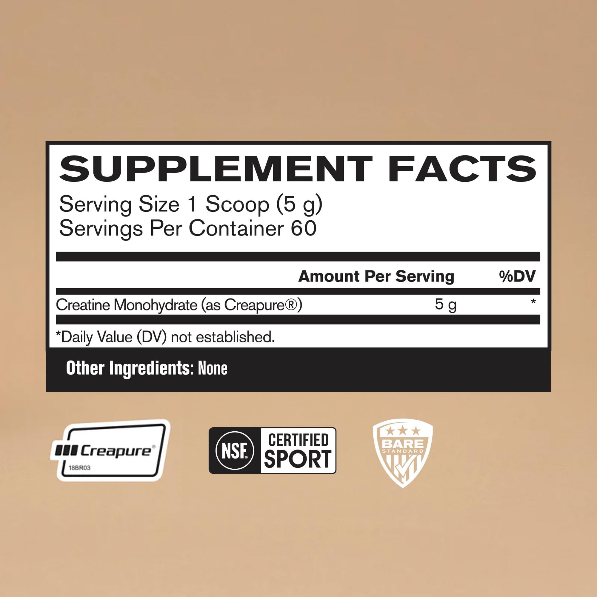 BPN Creatine Monohydrate Powder with Creapure – 60 Servings, Unflavored | Bare Performance Nutrition