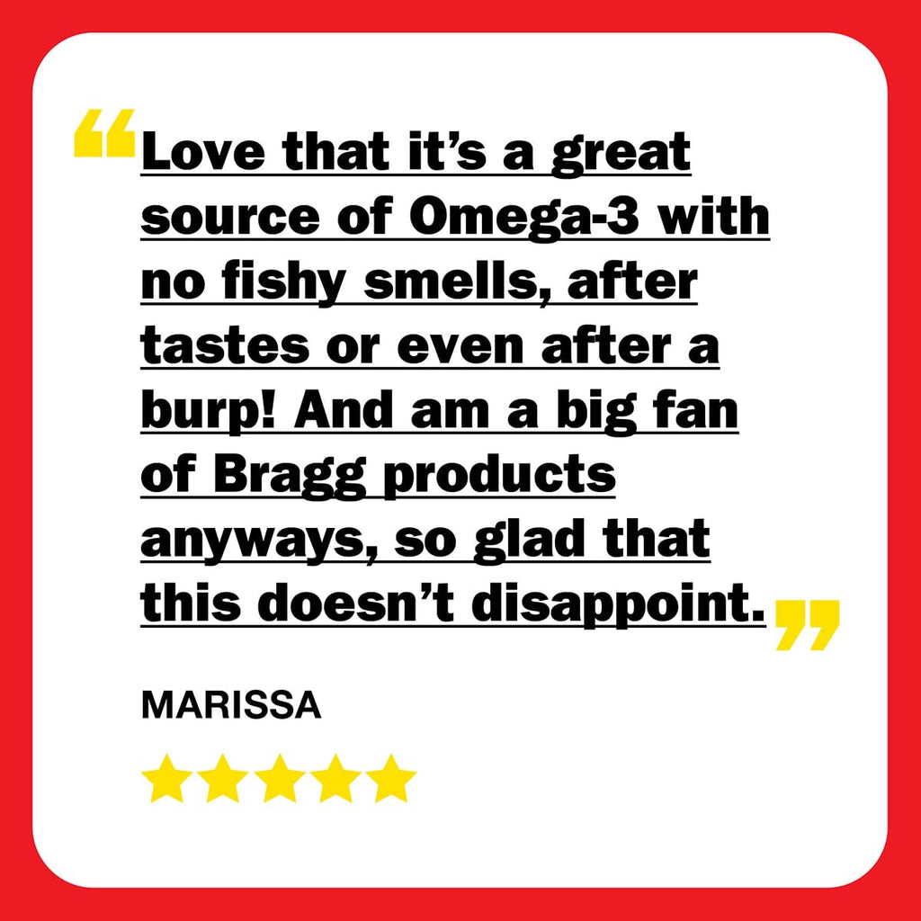 Bragg Omega-3 Vegan Softgels with DHA & EPA – Marine Algae, Eye & Brain Health